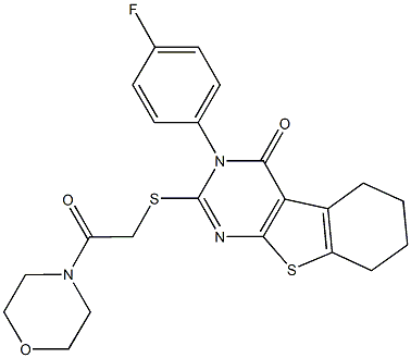 3-(4-fluorophenyl)-2-{[2-(4-morpholinyl)-2-oxoethyl]sulfanyl}-5,6,7,8-tetrahydro[1]benzothieno[2,3-d]pyrimidin-4(3H)-one Struktur