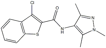 3-chloro-N-(1,3,5-trimethyl-1H-pyrazol-4-yl)-1-benzothiophene-2-carboxamide Struktur