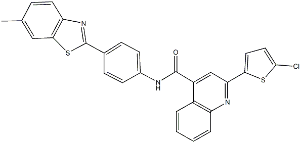 2-(5-chloro-2-thienyl)-N-[4-(6-methyl-1,3-benzothiazol-2-yl)phenyl]-4-quinolinecarboxamide Struktur