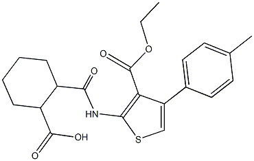 2-({[3-(ethoxycarbonyl)-4-(4-methylphenyl)-2-thienyl]amino}carbonyl)cyclohexanecarboxylic acid Struktur