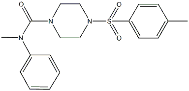 N-methyl-4-[(4-methylphenyl)sulfonyl]-N-phenyl-1-piperazinecarboxamide Struktur