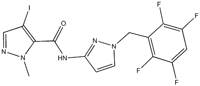 4-iodo-1-methyl-N-[1-(2,3,5,6-tetrafluorobenzyl)-1H-pyrazol-3-yl]-1H-pyrazole-5-carboxamide Struktur