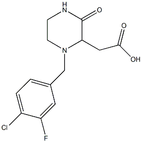 [1-(4-chloro-3-fluorobenzyl)-3-oxo-2-piperazinyl]acetic acid Struktur