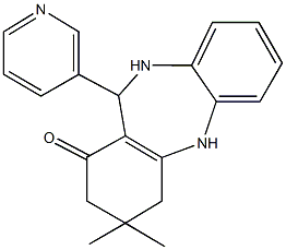 3,3-dimethyl-11-(3-pyridinyl)-2,3,4,5,10,11-hexahydro-1H-dibenzo[b,e][1,4]diazepin-1-one Struktur