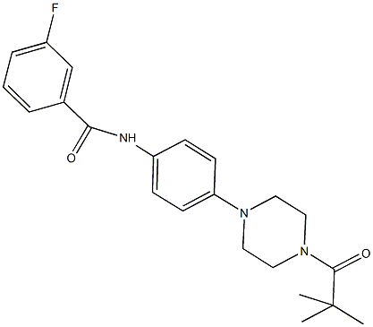 N-{4-[4-(2,2-dimethylpropanoyl)-1-piperazinyl]phenyl}-3-fluorobenzamide Struktur