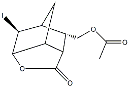 (2-iodo-5-oxo-4-oxatricyclo[4.2.1.0~3,7~]non-9-yl)methyl acetate Struktur