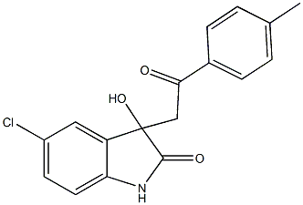 5-chloro-3-hydroxy-3-[2-(4-methylphenyl)-2-oxoethyl]-1,3-dihydro-2H-indol-2-one Struktur