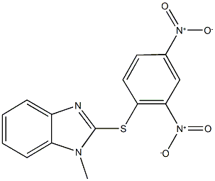 2-({2,4-bisnitrophenyl}sulfanyl)-1-methyl-1H-benzimidazole Struktur