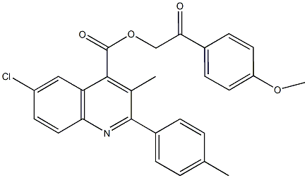 2-(4-methoxyphenyl)-2-oxoethyl 6-chloro-3-methyl-2-(4-methylphenyl)-4-quinolinecarboxylate Struktur