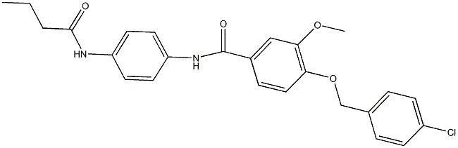 N-[4-(butyrylamino)phenyl]-4-[(4-chlorobenzyl)oxy]-3-methoxybenzamide Struktur