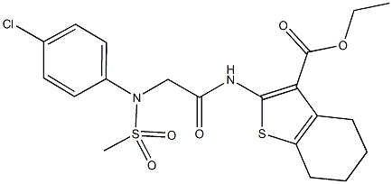 ethyl 2-({[4-chloro(methylsulfonyl)anilino]acetyl}amino)-4,5,6,7-tetrahydro-1-benzothiophene-3-carboxylate Struktur