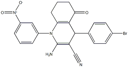 2-amino-4-(4-bromophenyl)-1-{3-nitrophenyl}-5-oxo-1,4,5,6,7,8-hexahydroquinoline-3-carbonitrile Struktur