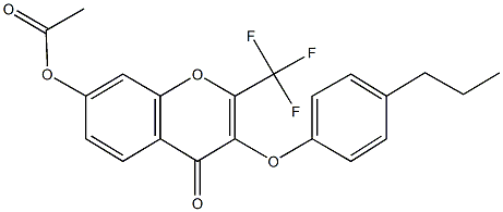 4-oxo-3-[(4-propylphenyl)oxy]-2-(trifluoromethyl)-4H-chromen-7-yl acetate Struktur