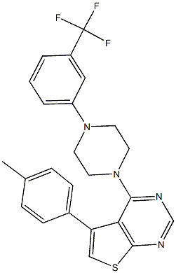 5-(4-methylphenyl)-4-{4-[3-(trifluoromethyl)phenyl]-1-piperazinyl}thieno[2,3-d]pyrimidine Struktur