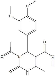 methyl 3-acetyl-4-(3,4-dimethoxyphenyl)-6-methyl-2-oxo-1,2,3,4-tetrahydro-5-pyrimidinecarboxylate Struktur