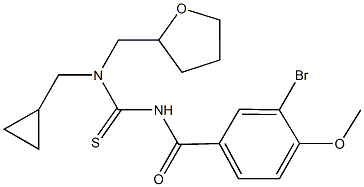 N'-(3-bromo-4-methoxybenzoyl)-N-(cyclopropylmethyl)-N-(tetrahydro-2-furanylmethyl)thiourea Struktur