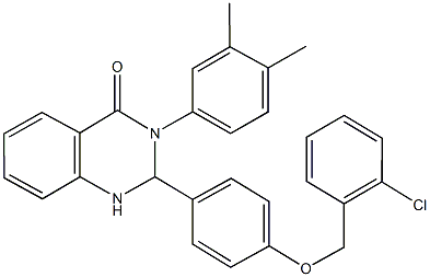 2-{4-[(2-chlorobenzyl)oxy]phenyl}-3-(3,4-dimethylphenyl)-2,3-dihydro-4(1H)-quinazolinone Struktur