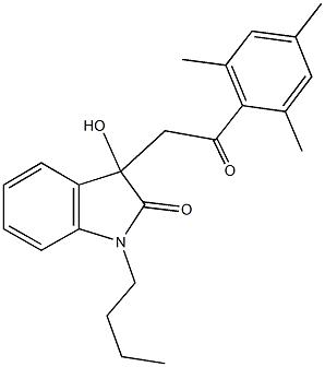 1-butyl-3-hydroxy-3-(2-mesityl-2-oxoethyl)-1,3-dihydro-2H-indol-2-one Struktur