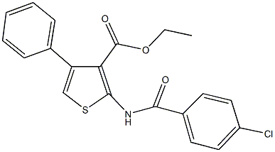 ethyl 2-[(4-chlorobenzoyl)amino]-4-phenyl-3-thiophenecarboxylate Struktur