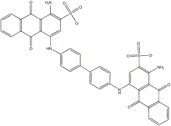 1-amino-4-({4'-[(4-amino-9,10-dioxo-3-sulfonato-9,10-dihydro-1-anthracenyl)amino][1,1'-biphenyl]-4-yl}amino)-9,10-dioxo-9,10-dihydro-2-anthracenesulfonate Struktur