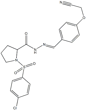 1-[(4-chlorophenyl)sulfonyl]-N'-[4-(cyanomethoxy)benzylidene]-2-pyrrolidinecarbohydrazide Struktur