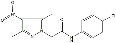 N-(4-chlorophenyl)-2-{4-nitro-3,5-dimethyl-1H-pyrazol-1-yl}acetamide Struktur