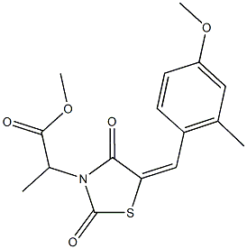 methyl 2-[5-(4-methoxy-2-methylbenzylidene)-2,4-dioxo-1,3-thiazolidin-3-yl]propanoate Struktur