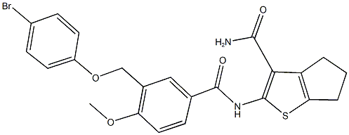 2-({3-[(4-bromophenoxy)methyl]-4-methoxybenzoyl}amino)-5,6-dihydro-4H-cyclopenta[b]thiophene-3-carboxamide Struktur