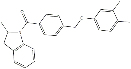 1-{4-[(3,4-dimethylphenoxy)methyl]benzoyl}-2-methylindoline Struktur