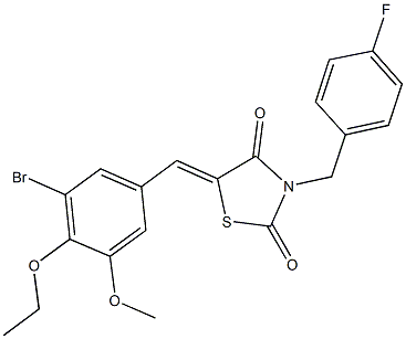 5-(3-bromo-4-ethoxy-5-methoxybenzylidene)-3-(4-fluorobenzyl)-1,3-thiazolidine-2,4-dione Struktur