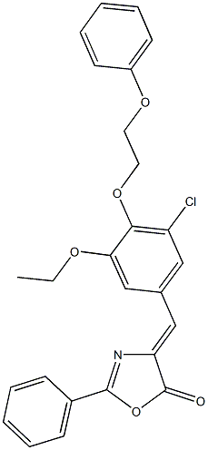 4-[3-chloro-5-ethoxy-4-(2-phenoxyethoxy)benzylidene]-2-phenyl-1,3-oxazol-5(4H)-one Struktur