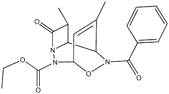 ethyl 9-benzoyl-3,10-dimethyl-4-oxo-8-oxa-5,6,9-triazatricyclo[5.2.2.0~2,5~]undec-10-ene-6-carboxylate Struktur