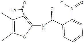 2-({2-nitrobenzoyl}amino)-4,5-dimethyl-3-thiophenecarboxamide Struktur