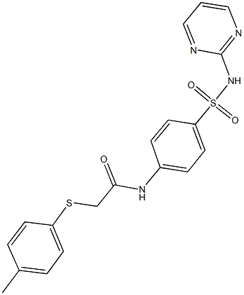 2-[(4-methylphenyl)sulfanyl]-N-{4-[(2-pyrimidinylamino)sulfonyl]phenyl}acetamide Struktur