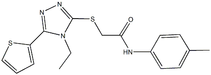 2-{[4-ethyl-5-(2-thienyl)-4H-1,2,4-triazol-3-yl]sulfanyl}-N-(4-methylphenyl)acetamide Struktur