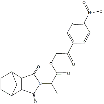 2-{4-nitrophenyl}-2-oxoethyl 2-(3,5-dioxo-4-azatricyclo[5.2.1.0~2,6~]dec-4-yl)propanoate Struktur