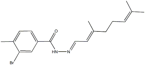 3-bromo-N'-(3,7-dimethyl-2,6-octadienylidene)-4-methylbenzohydrazide Struktur