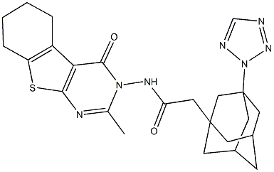 N-(2-methyl-4-oxo-5,6,7,8-tetrahydro[1]benzothieno[2,3-d]pyrimidin-3(4H)-yl)-2-[3-(2H-tetraazol-2-yl)-1-adamantyl]acetamide Struktur