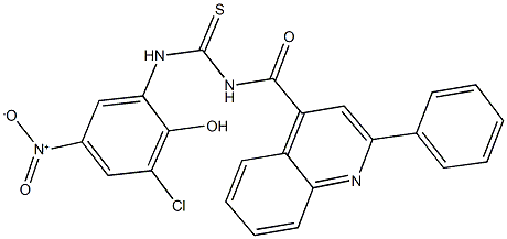 N-{3-chloro-2-hydroxy-5-nitrophenyl}-N'-[(2-phenyl-4-quinolinyl)carbonyl]thiourea Struktur