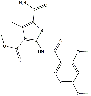 methyl 5-(aminocarbonyl)-2-[(2,4-dimethoxybenzoyl)amino]-4-methylthiophene-3-carboxylate Struktur