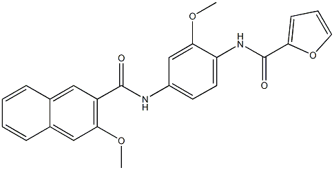 N-{2-methoxy-4-[(3-methoxy-2-naphthoyl)amino]phenyl}-2-furamide Struktur