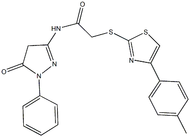 2-{[4-(4-methylphenyl)-1,3-thiazol-2-yl]sulfanyl}-N-(5-oxo-1-phenyl-4,5-dihydro-1H-pyrazol-3-yl)acetamide Struktur