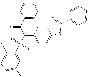 4-[[(2,5-dimethylphenyl)sulfonyl](isonicotinoyl)amino]phenyl isonicotinate Struktur