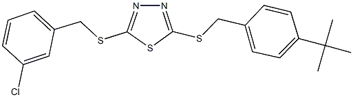 2-[(4-tert-butylbenzyl)sulfanyl]-5-[(3-chlorobenzyl)sulfanyl]-1,3,4-thiadiazole Struktur