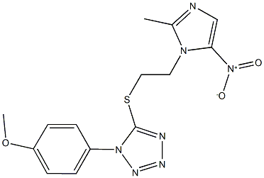 5-[(2-{5-nitro-2-methyl-1H-imidazol-1-yl}ethyl)sulfanyl]-1-(4-methoxyphenyl)-1H-tetraazole Struktur