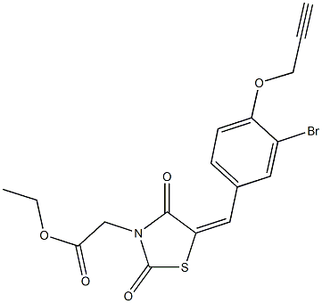 ethyl {5-[3-bromo-4-(2-propynyloxy)benzylidene]-2,4-dioxo-1,3-thiazolidin-3-yl}acetate Struktur