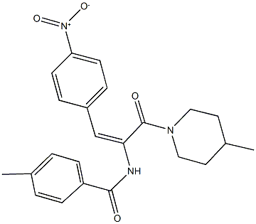 N-{2-{4-nitrophenyl}-1-[(4-methyl-1-piperidinyl)carbonyl]vinyl}-4-methylbenzamide Struktur