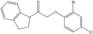 2-bromo-4-chlorophenyl 2-(2,3-dihydro-1H-indol-1-yl)-2-oxoethyl ether Struktur