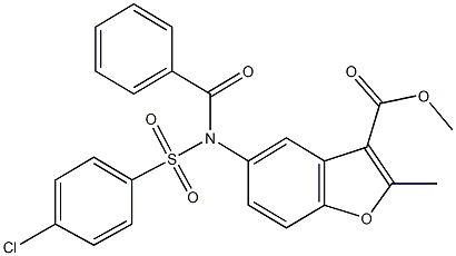 methyl 5-{benzoyl[(4-chlorophenyl)sulfonyl]amino}-2-methyl-1-benzofuran-3-carboxylate Struktur