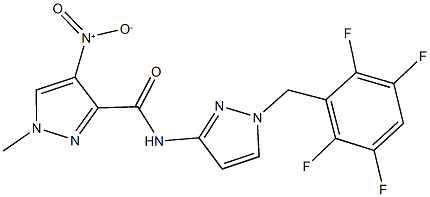 4-nitro-1-methyl-N-[1-(2,3,5,6-tetrafluorobenzyl)-1H-pyrazol-3-yl]-1H-pyrazole-3-carboxamide Struktur